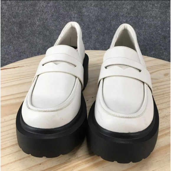 Wild Fable Shoes Womens 9 Platform Loafer White Faux Leather Casual Comfort - Picture 4 of 14